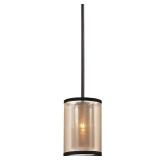 Diffusion 1-Light Mini Pendant in Oiled Bronze with Organza and Mercury Glass