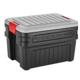 Rubbermaid 24 Gal Action Packer Lockable Latch Storage Container, Black (2 Pack)