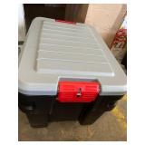 Rubbermaid 24 Gal Action Packer Lockable Latch Storage Container, Black (2 Pack)