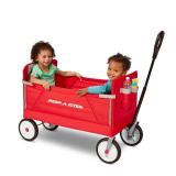Radio Flyer, 3-in-1 EZ Fold Wagon, Padded Seat with Seat Belts, Red