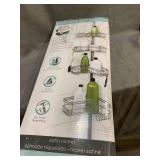 Zenna Home 4-Tier Satin Nickel Finish Tension Corner Pole Caddy, Grey