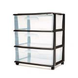 Homz 3 Drawer Wide Cart with Casters/Wheels, Set of 1