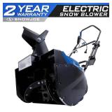 Snow Joe SJ623E Electric Single Stage Snow Thrower | 18-Inch | 15 Amp Motor | Headlights - Blue