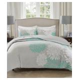Comfort Spaces Enya 3 Piece Reversible Coverlet Set, Full/Queen, Aqua