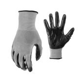 FIRM GRIP Nitrile Dip Gloves (10-Pair), Gray/Black