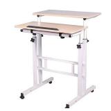 Mind Reader - 2 Tier Sit and Stand Desk - White