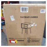 Nathan James Harper 2-Drawer Mid-Century Side Table, Black/Brown