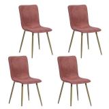 FurnitureR Scargill Coral Upholstered Textured Fabric Dining Chairs (Set of 4), Dark Pink