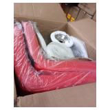 costway modern Swivel Adjustable armless chair set of 2 red and crome legs