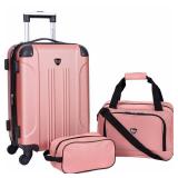TRAVELERS CLUB LUGGAGE 3pc Expandable Rolling Value Set (Chicago Plus), Rose Gold