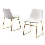 best quality furniture faux leather dinig chair set of 2 white and gold
