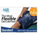 FlexiKold Gel Ice Pack (Standard Large: 10.5" x 14.5") - Two (2) Reusable Cold Therapy Packs (for Pain and Injuries to Knee, Shoulder, Foot, Back, Ankle, Neck, Hip, Wrist) - 6300-COLD