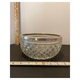 Glass bowls with silver trim