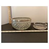 Glass bowls with silver trim