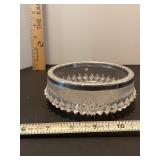 Glass bowls with silver trim