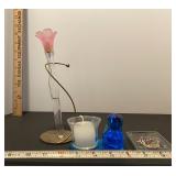 Perfume holder/Blue glass bird/Wall art