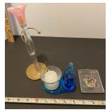 Perfume holder/Blue glass bird/Wall art