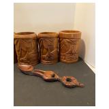 Unique carved wood mugs/decor