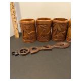 Unique carved wood mugs/decor