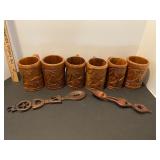 Unique carved wood mugs/decor