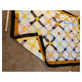 64x76 yellow and black quilt top only