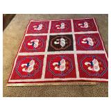48x48 square red duck quilted throw