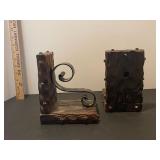 Wood and metal book ends