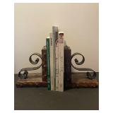 Wood and metal book ends