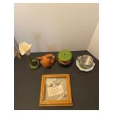 Home decor, vase, bunny planter, sister wall art, tin ponderosa cup, milk glass candy dish