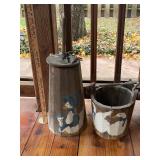 Wooden goose butter urn and bucket
