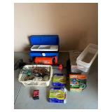 Tackle box, extension cords, ecolab box/critter catcher