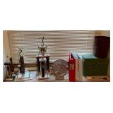 Trophies, Trash bin, Binders