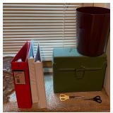 Trophies, Trash bin, Binders