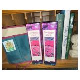 Garden books, tool belt, decor