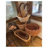 Wicker baskets, heart shaped wreath