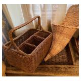 Wicker baskets, cornucopia, condiment holder