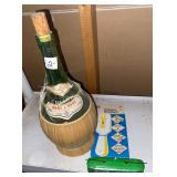 Old bottle, scissor sharpener, heart baskets, Desire street car