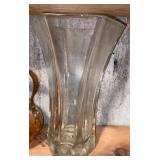 Copper tea kettle with porcelain handle, glassware