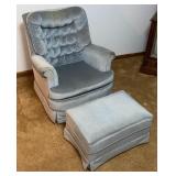 Blue swivel rocker chair w/ ottoman