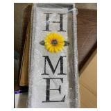 Bee on Bloom Vertical Sunflower Home Sign