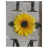 Bee on Bloom Vertical Sunflower Home Sign
