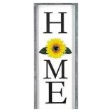 Bee on Bloom Vertical Sunflower Home Sign