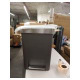 simplehuman 45 liter 12 gal rectangular kitchen step trash can with soft close lid grey