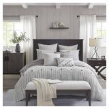 Madison Park Signature Essence Clip Jacquard Comforter Set with Shams, Grey, King