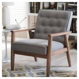 Sorrento Mid - Century Retro Modern Fabric Upholstered Wooden Lounge Chair - Gray - Baxton Studio 1only