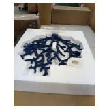 Decmode Coastal Polystone Blue Branched Coral Sculpture Beach Decor, Blue