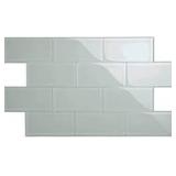Giorbello Glass Subway Backsplash Tile, 3 X 6, Light Gray, Case Of 44 Tiles