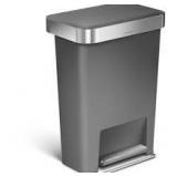 simplehuman 45 liter 12 gal rectangular kitchen step trash can with soft close lid grey