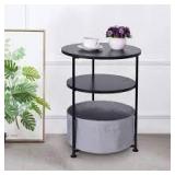 black side table with basket fabric