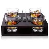 bezrat barware whisky glasses with stones and tongs not broken